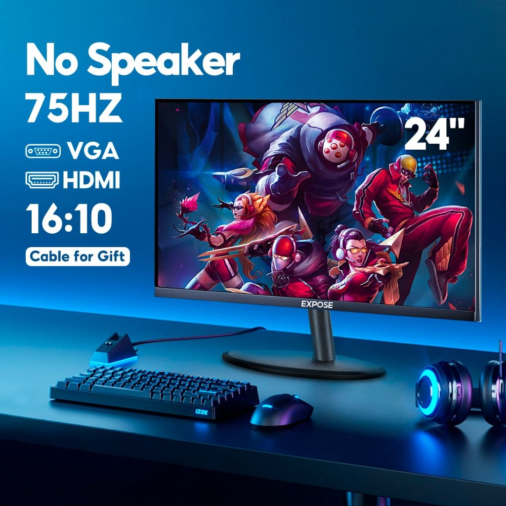 EXPOSE Monitor PC Office Gaming Monitor 24 inch Flat 1080P