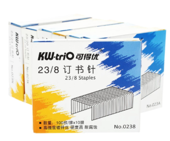 KW-TRIO 0238 23/18 HEAVY DUTY STAPLER 23/8 STAPLES (8mm) - 1000pcs (Staples, KW Staples, Heavy Duty Staples, Bullets)