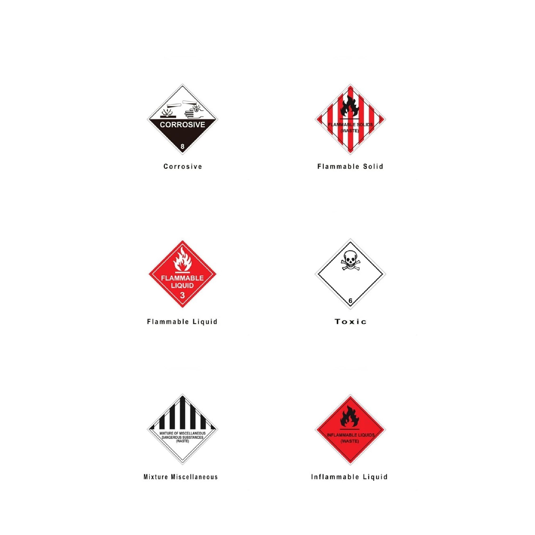 3M Flammable Schedule Waste Chemical Sticker / Hazard Warning Sticker (10cm H x 10cm W)