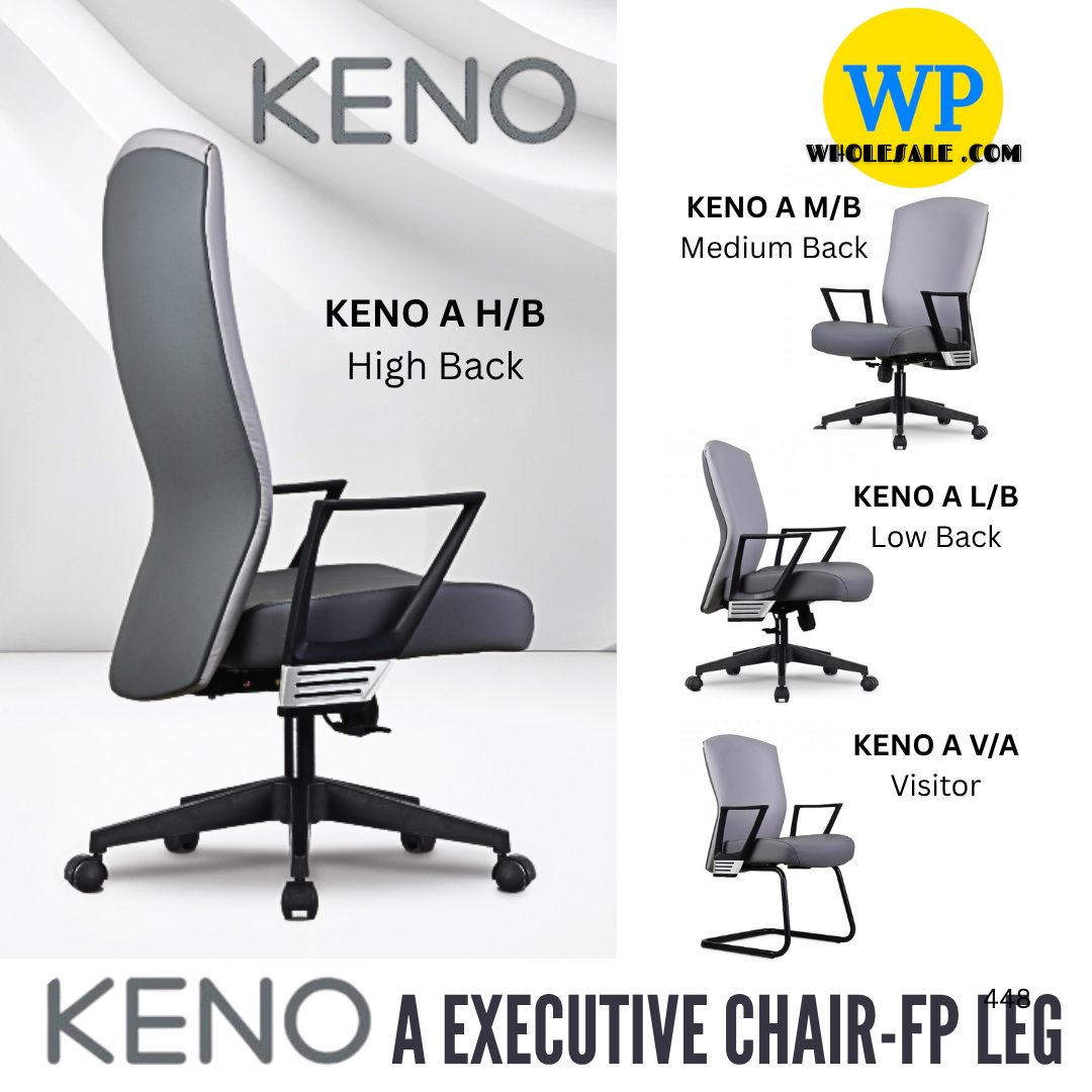 CLASSIC CHAIR KENO A ERGONOMIC OFFICE CHAIR (ARMREST A) - ALL SIZE / EXECUTIVE SERIES / OFFICE CONFERENCE CHAIR / OFFICE SWIVEL CHAIR / ERGONOMIC CHAIR / EXECUTIVE CHAIR / DIRECTOR CHAIR / OFFICE CHAIR / FP BASE / FABRIC / PU LEATHER / KENO