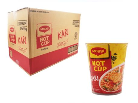 NESTLE MAGGI HOT CUP CURRY INSTANT NOODLES 54CUPS X  59G