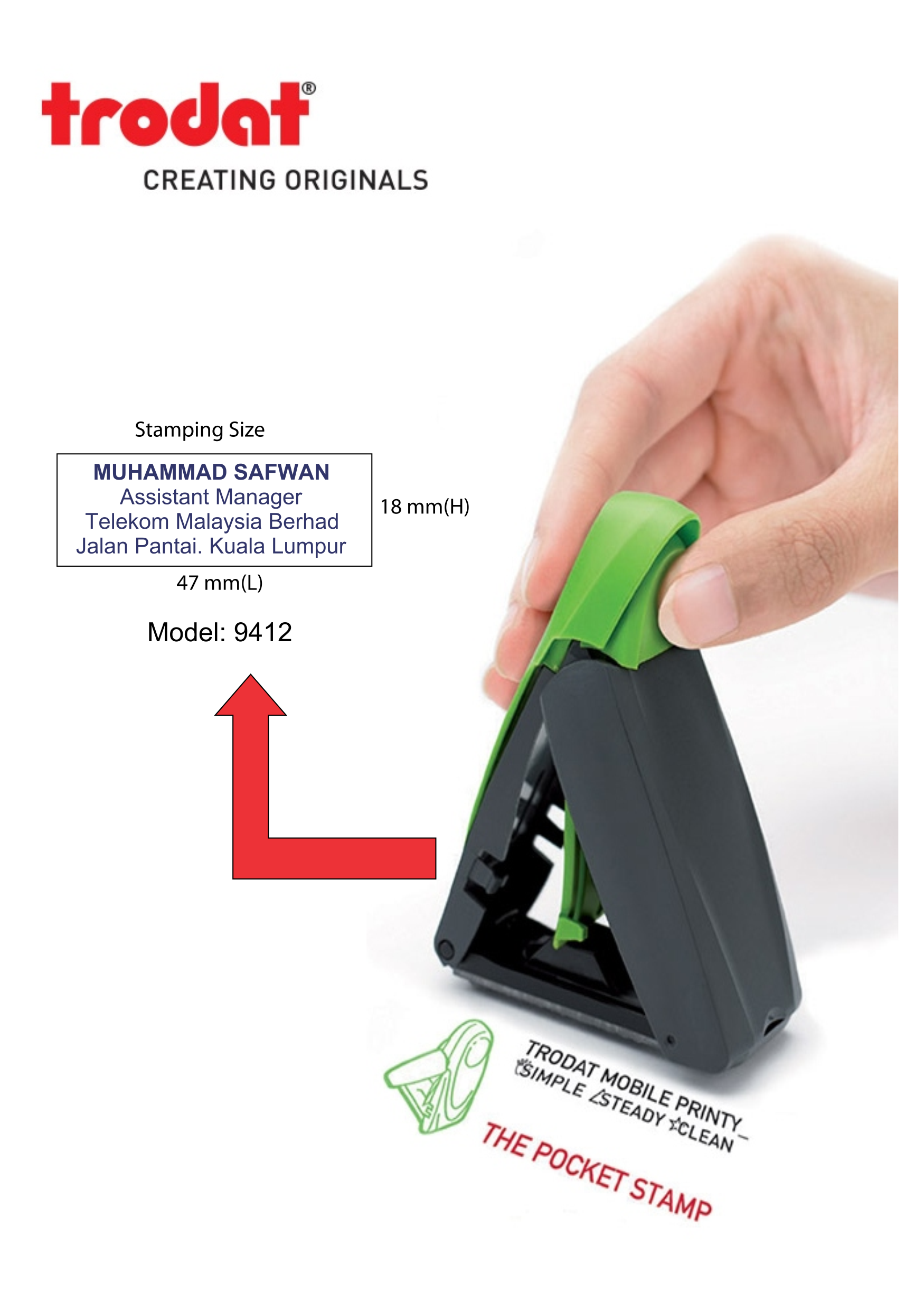 TRODAT POKET STAMP 9412(HANDY)