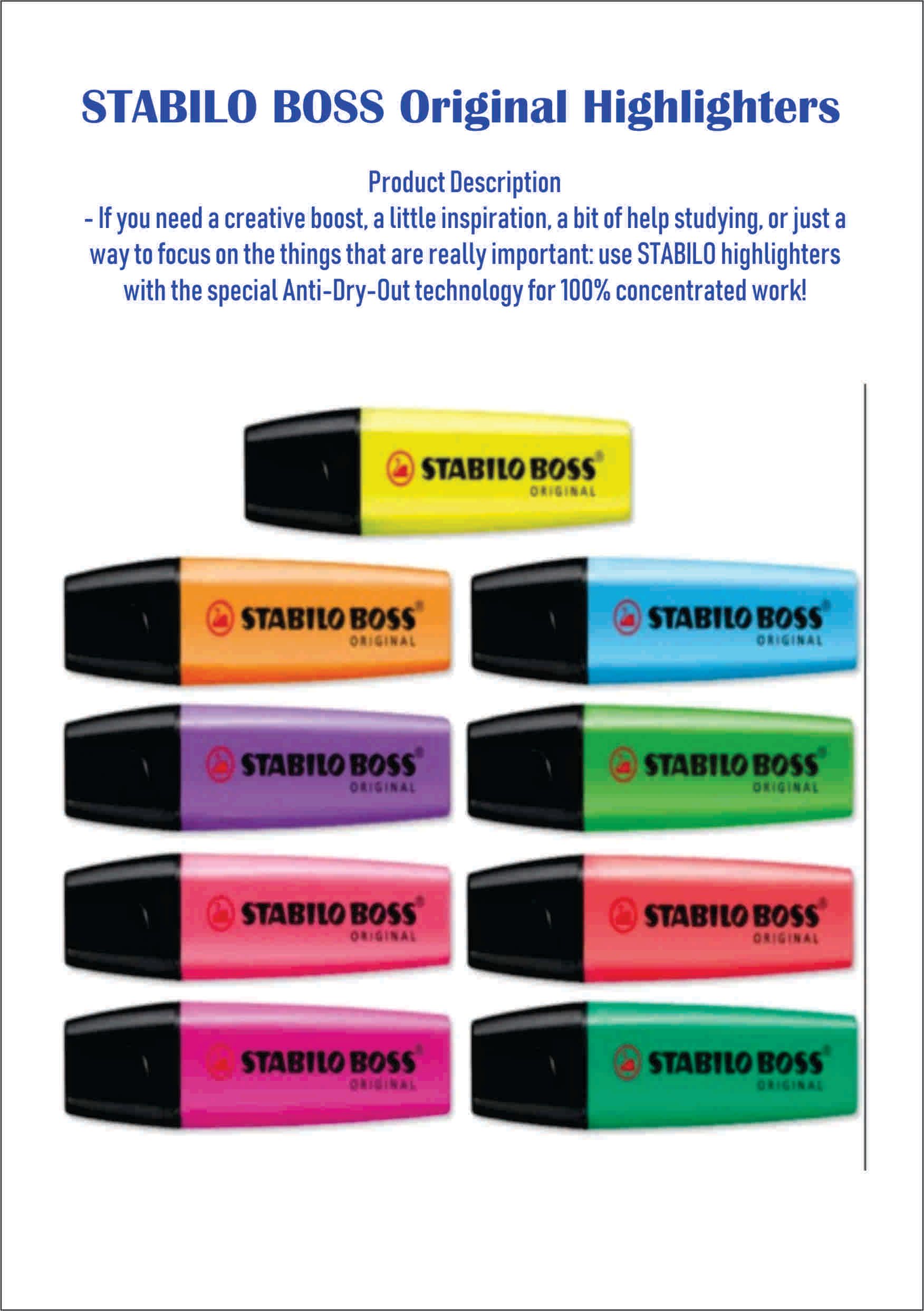 STABILO BOSS Original Highlighters-FREE DELIVERY SEMENANJUNG ONLY