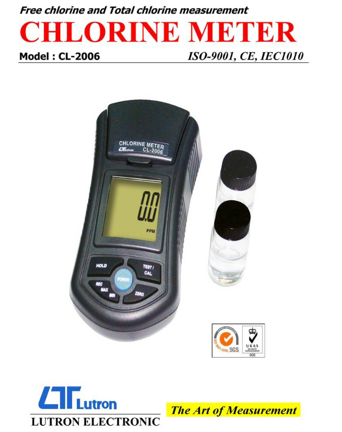 CHLORINE TESTER LUTRON CL-2006 CHLORINE METER