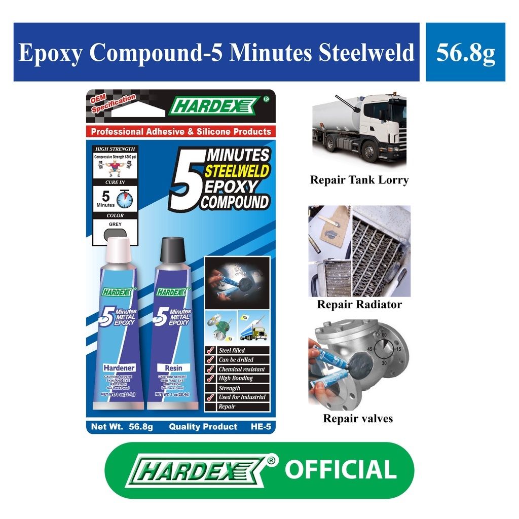 HARDEX HE5 - 5 Minutes Metal weld Epoxy Compound ( 56.8g )