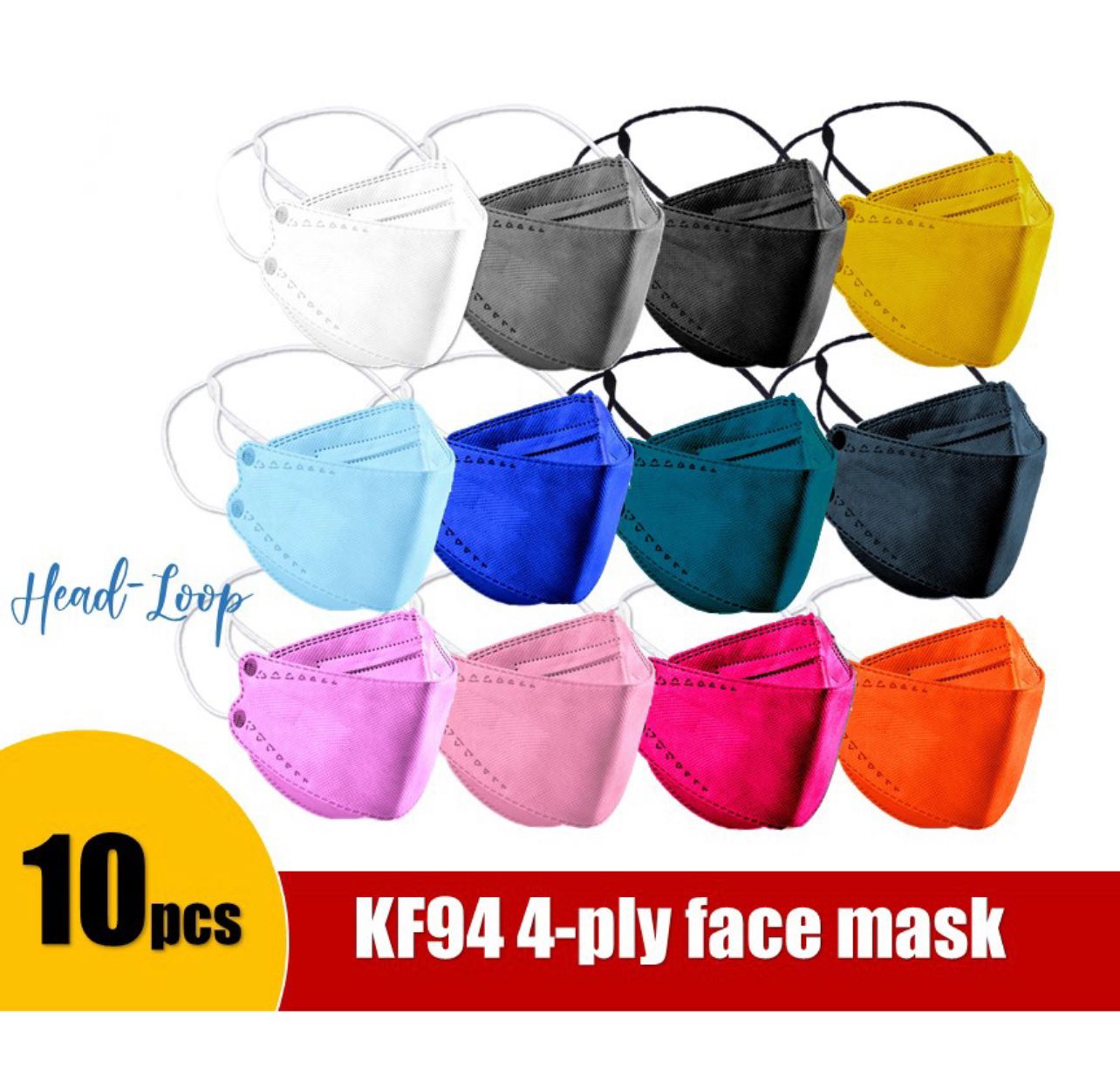KF94 Head-Loop 4-ply Disposable Face Mask 10pcs (Hijab Mask)