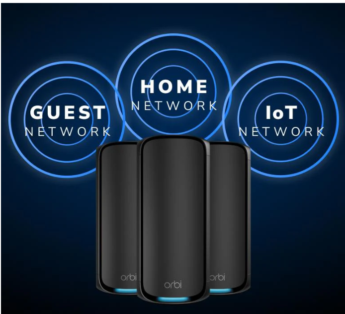 Orbi 970 Quad-Band WiFi 7 Mesh System - BE27000 27Gbps - 3-Pack - Black (RBE973SB)