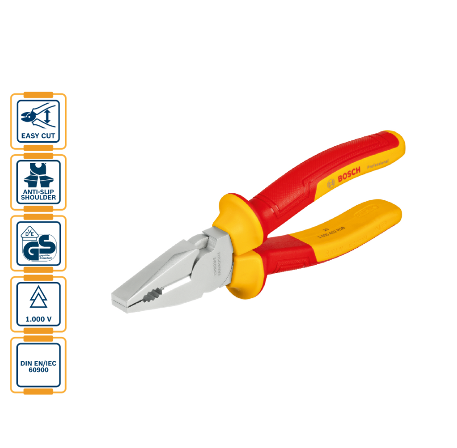 BOSCH INSULATED (VDE) COMBINATION UNIVERSAL PLIER 180MM PROFESSIONAL (1600A02NE1)