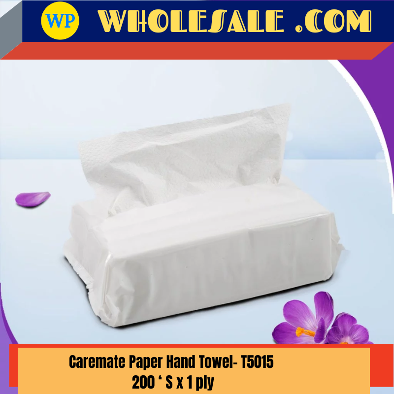CAREMATE T5015 / Caremate Paper Hand Towel / 200's x 1 Ply / Napkin Tangan Putih