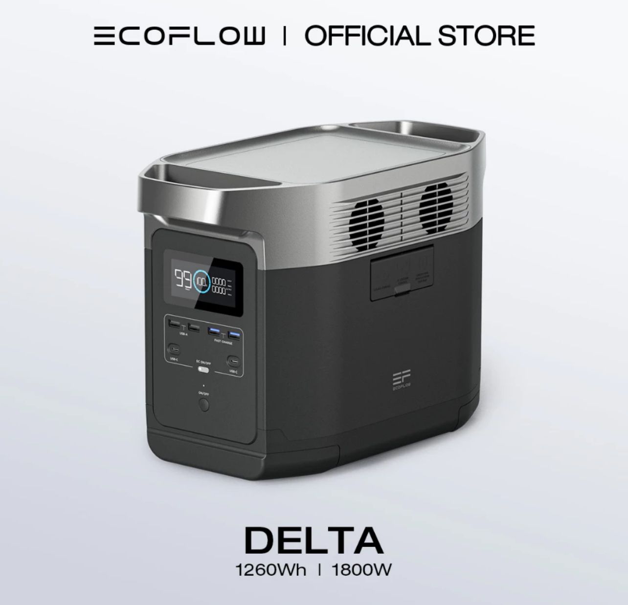 Ecoflow Power Station Portable 1260Wh/1800W UPS Solar Generator with 4 AC Outlets Power Backup 220V