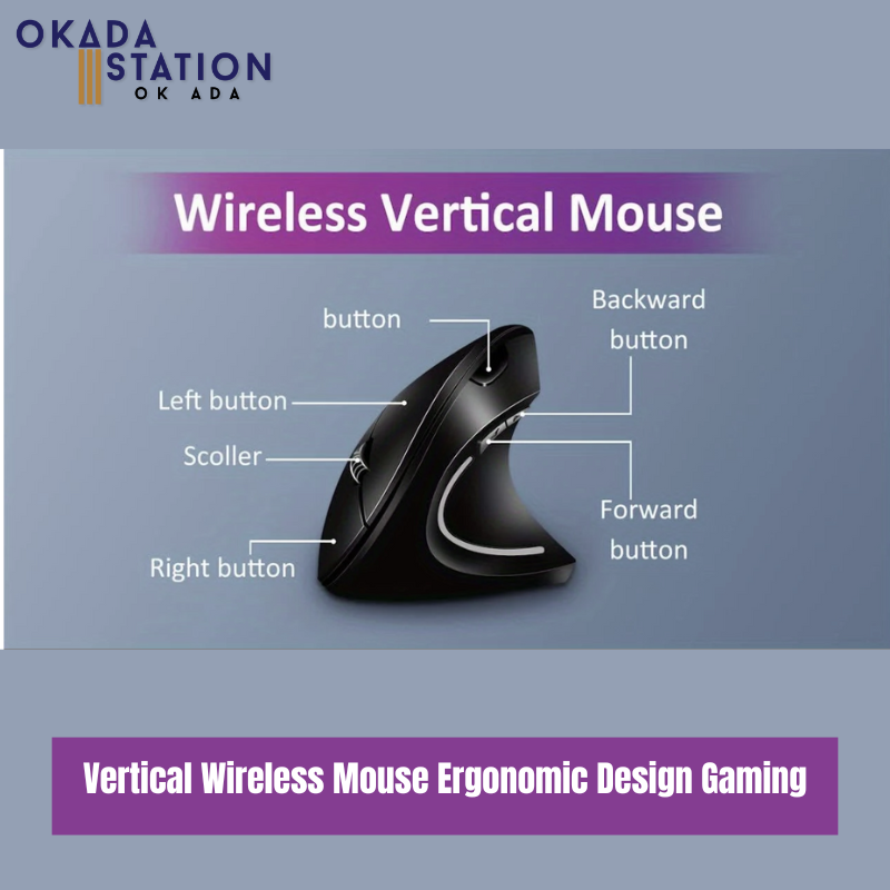 OKADA Vertical / Wireless Mouse USB / for PC Laptop Office Home / Ergonomic Design Gaming