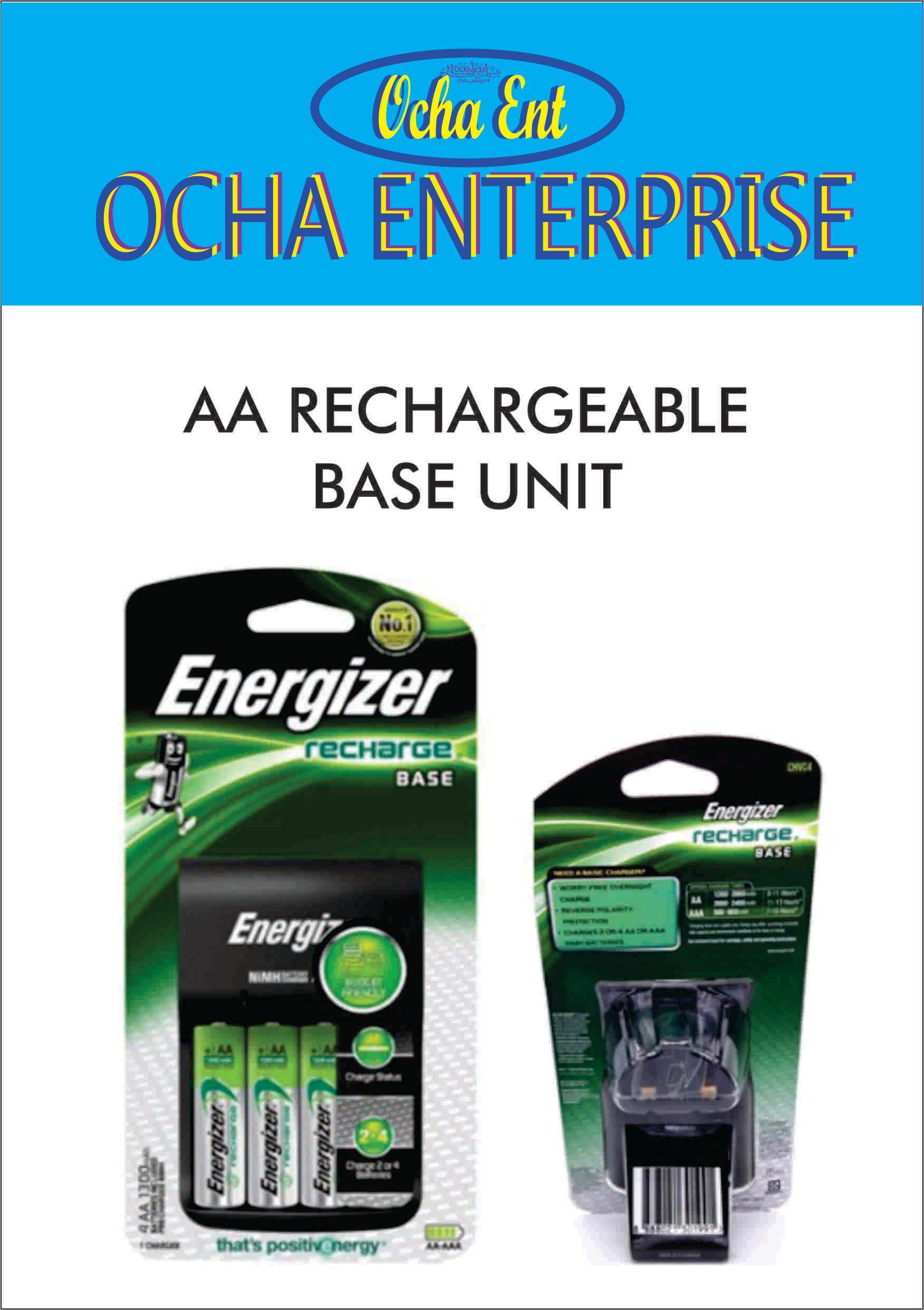 Energizer Recharge Base Type, Maxi Type & Pro Type Includes 4x AA Rechargeable Batteries