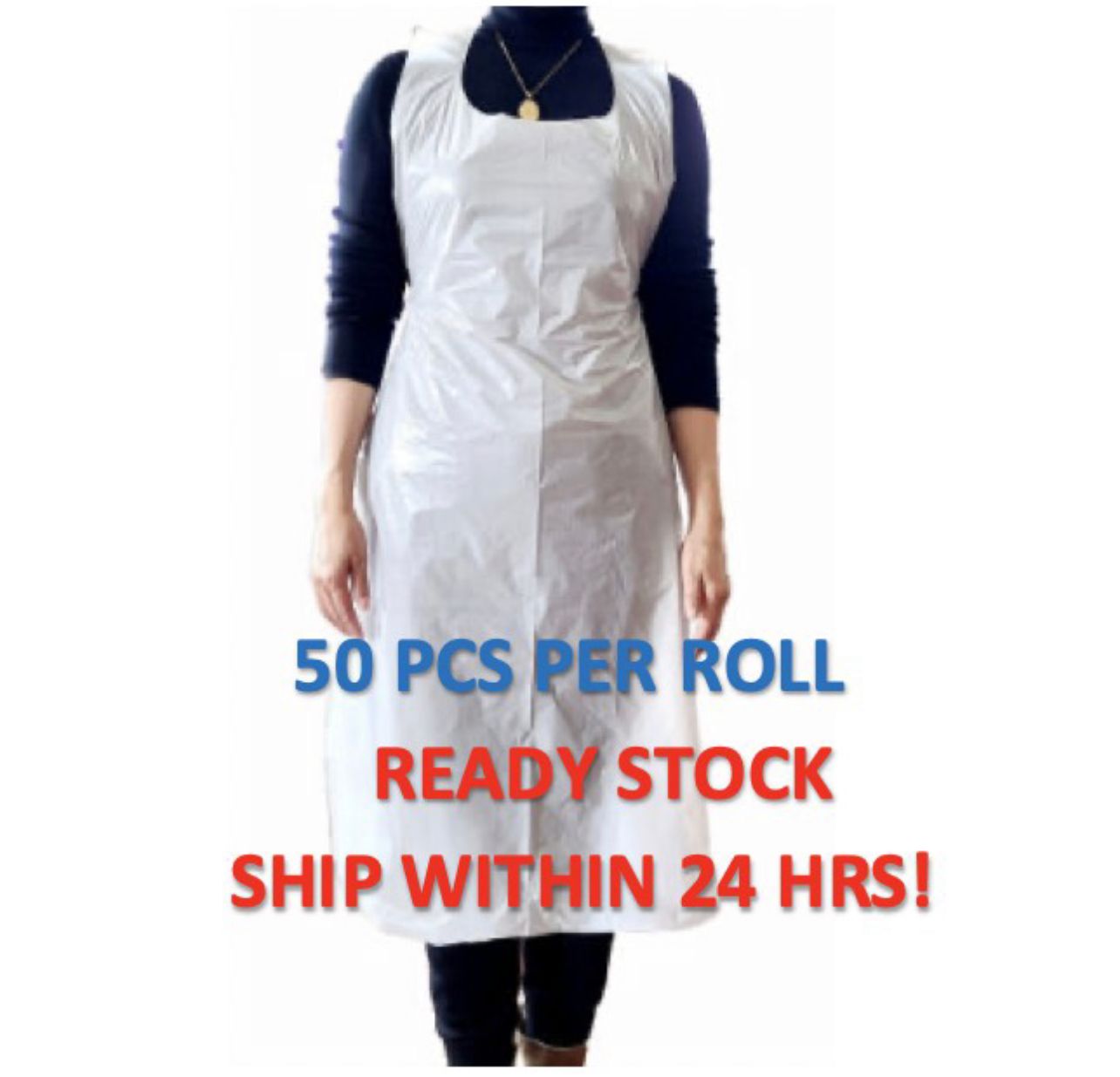 NA DISPOSABLE PLASTIC APRONS (WHITE) 50PCS/ROLL WATERPROOF