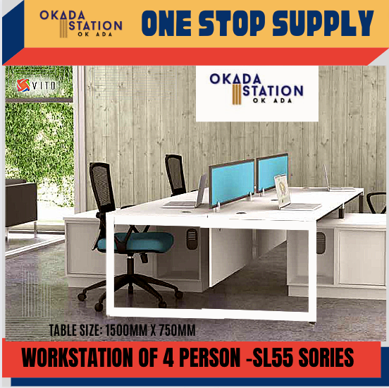 VS WORKSTATION SET CLUSTER OF 4 (WITHOUT CHAIR) -( 18-PYR-4 ) / WORKSTATION / 18-SYSTEM / CLUSTER OF 4 / 18-PYR-4 / TABLE TOP PANEL / OFFICE TABLE / 4 SEAT / OFFICE TABLE WITH PARTITION