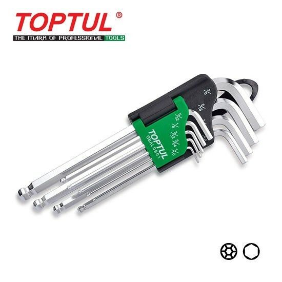 TOPTUL 9PCS LONG TYPE BALL POINT HEX KEY WRENCH SET GBAL0901
