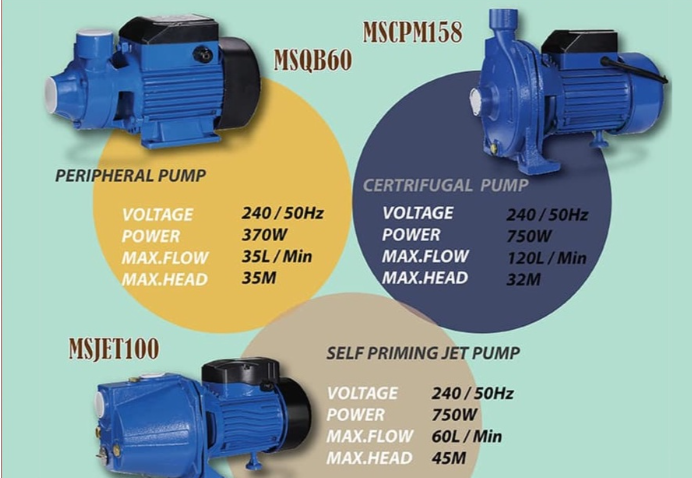 MOSTAZ MSJET100/MSCPM158/MSQB60 PERIPHERAL PUMP MSJET100(750W)/MSCPM158(750W)