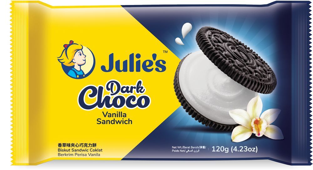 Julie's Dark Choco Vanilla Sandwich 120g