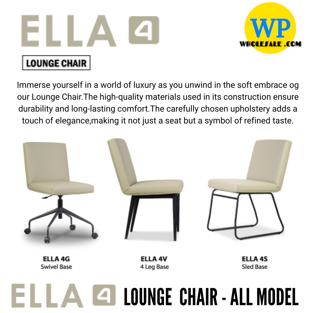 CLASSI CHAIR ELLA 4 LOUNGE CHAIR - ALL MODEL / SECRETARIAL SERIES / OFFICE CONFERENCE CHAIR / MEETING CHAIR / VISITOR CHAIR / RELAXING CHAIR / SWIVEL BASE / 4 LEG BASE / SLED BASE / FABRIC / PU LEATHER / ELLA 4