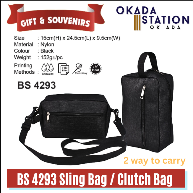 OKADA GIFT & SOUVENIRS: BS 4293 SLING BAG / CLUTCH BAG - WITHOUT & WITH LOGO PRINTING / BS 4293 / SLING BAG / CLUTCH BAG / SHOULDER SLING BAG / SHOULDER BAG / SLING PURSE