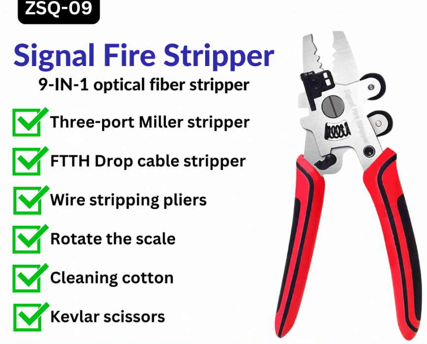 9 IN1 MULTIFUNCTIONAL OPTICAL FIBER STRIPPER ZSQ-09 OPTIC MILLER SCISSORS WIRE PLIERS FS073