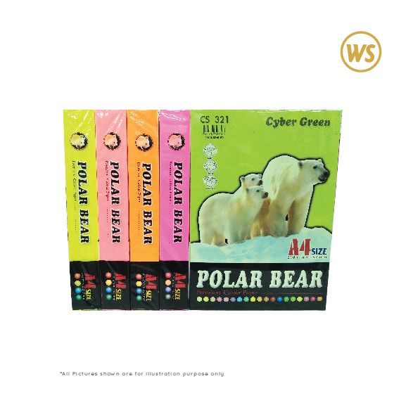 WOS A4 POLAR BEAR PREMIUM COLOUR PAPER (CYBER COLOUR)