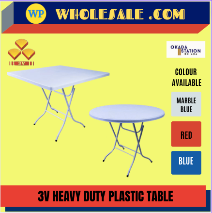 3V PLASTIC TABLE (2'x3') ,(3'x3'), (ROUND 3'),(ROUND 4'), (ROUND 5') / 3V / Table / Plastic Table