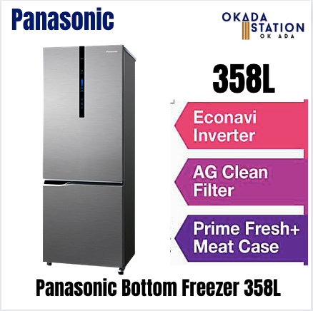 Panasonic 395L 2 Door Inverter Bottom Freezer Refrigerator/ PETI SEJUK / FRIDGE