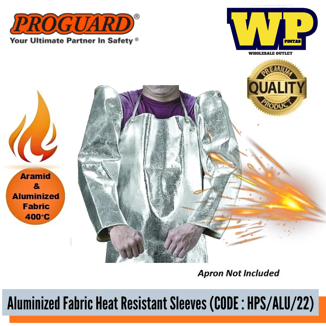 PROGUARD - ALUMINIZED FABRIC HEAT RESISTANT SLEEVES (CODE : HPS/ALU/22) / HEAT RESISTANT SLEEVES / ENGINEERING GRADE SLEEVES / HOT WORKING GLASS SLEEVES / METAL CASTING SLEEVES / ARM PROTECTION / SLEEVES / HPS/ALU/22
