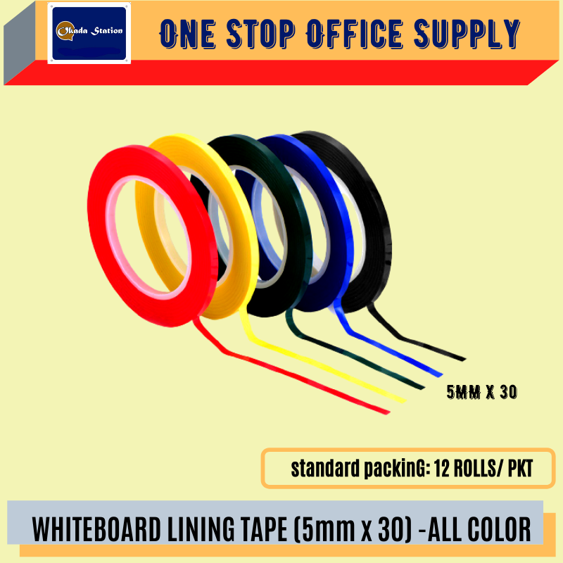OKADA WHITEBOARD LINING TAPE (5mm x 30) -ALL COLOR / Okada / Lining Tape / Tape / Whiteboard Lining Tape / Okada Whiteboard Lining Tape
