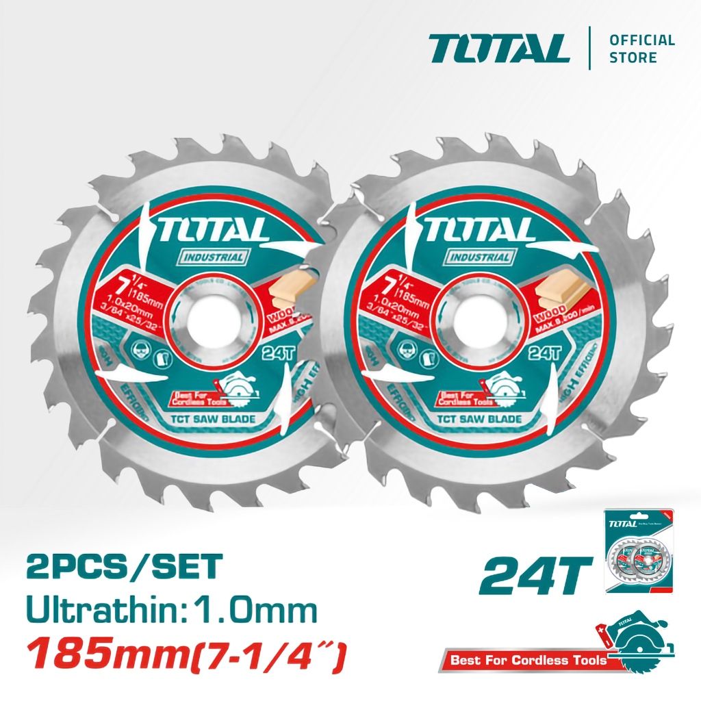TOTAL ULTRA THIN TCT SAW BLADE (2 PCS/SET) FOR TSLI1851 LI-ION CIRCULAR SAW (185MM/24T) TAC2331853