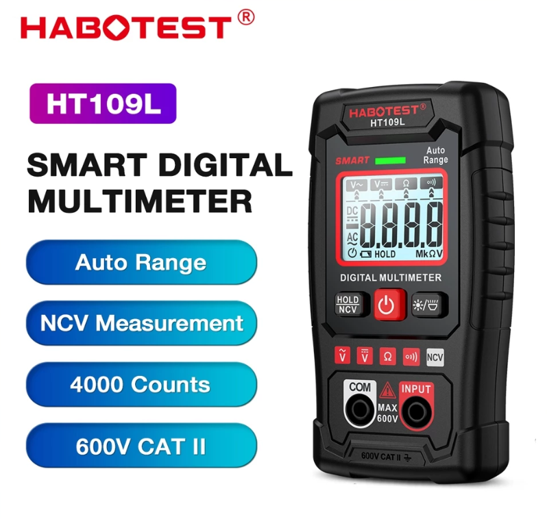 HABOTEST HT109L DIGITAL MULTIMETER 4000 COUNTS 600V DC AC