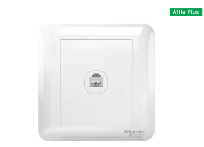 SCHNEIDER AFFLE PLUS A3G31RJ4 1GANG TELEPHONE SOCKET W/O SHUTTER, WHITE