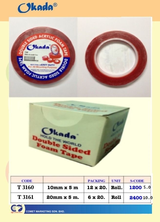 OKADA Double Side Acrylic Foam Tape 20mm x 5m