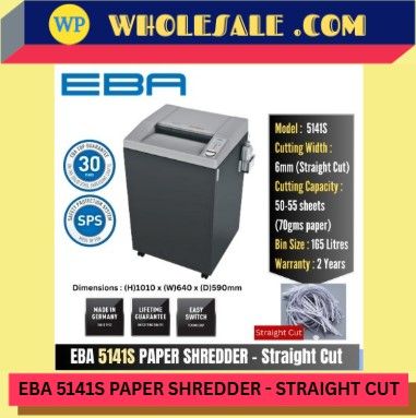 EBA Heavy Duty Paper Shredder 5141S / 5141C - (Straight Cut) (Cross Cut) / EBA / Paper Shredder / Paper Shredding Machine / Shredder / Straight-Cut / Cross-Cut / 5141S / 5141C / Mesin Pencincang