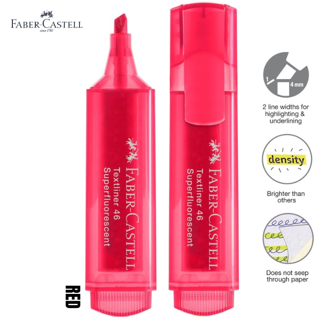QP Faber-Castell Textliner 46 (1546) Super Fluorescent Red