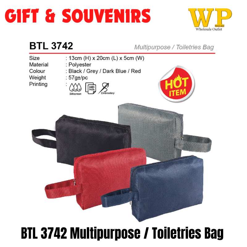 OKADA GIFT & SOUVENIRS: BTL 3742 MULTIPURPOSE / TOILETRIES BAG / WITHOUT & WITH LOGO PRINTING / BTL 3742 / MULTIPURPOSE BAG