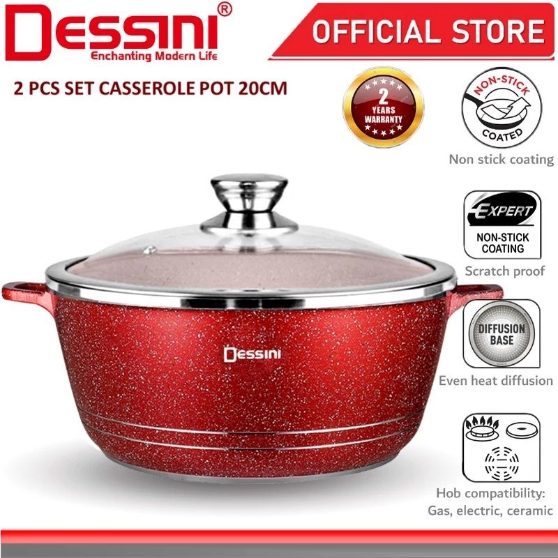 DESSINI Italy Granite Die Cast Aluminium Non Stick Deep Fry Pan Cookware Tool (20cm)