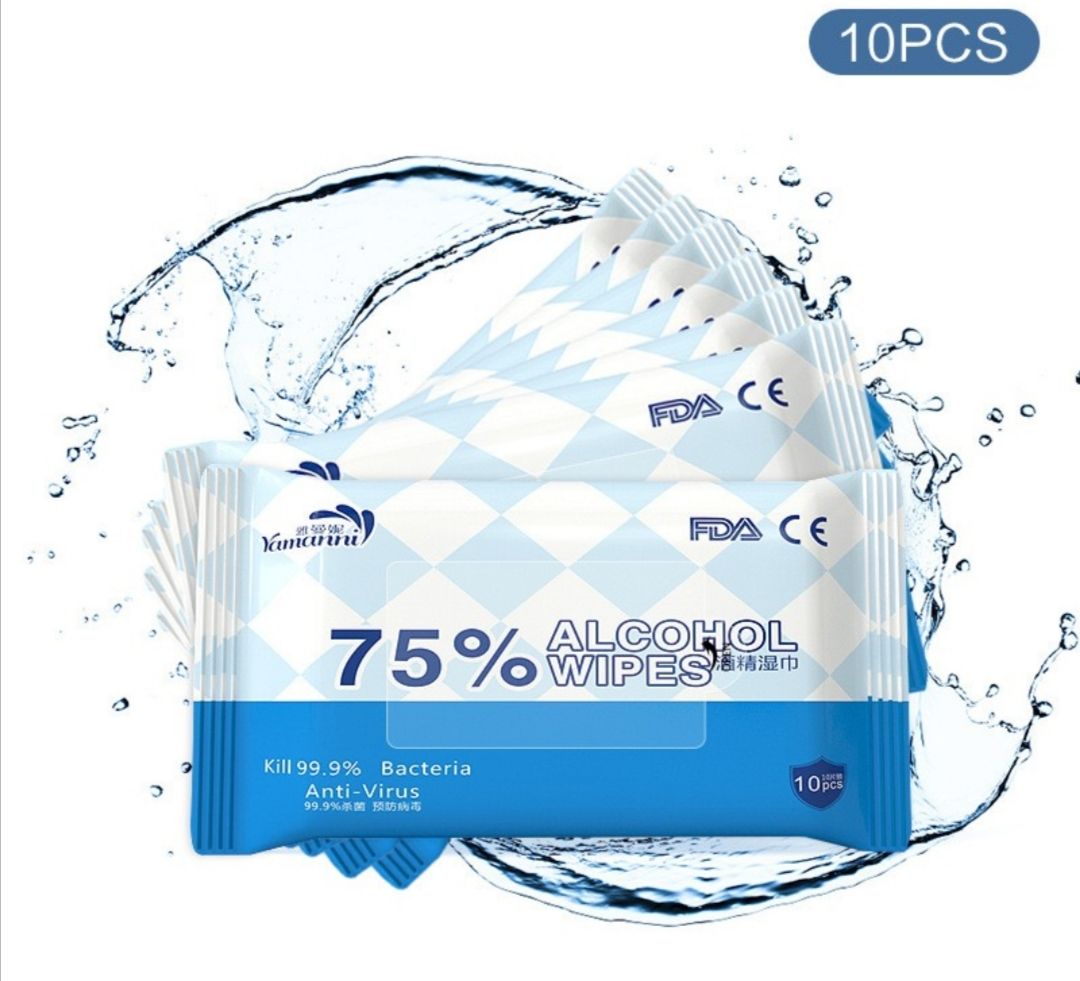 NA Antibacterial Wet Wipes Anti-Germ Kill 99% 75% Alcohol 10 sheets