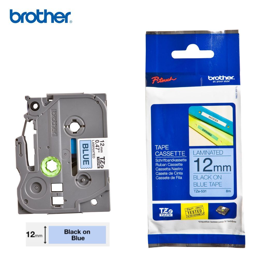 QP [BTB] Brother Label Cart Tze-531 12mm Blk On Blue