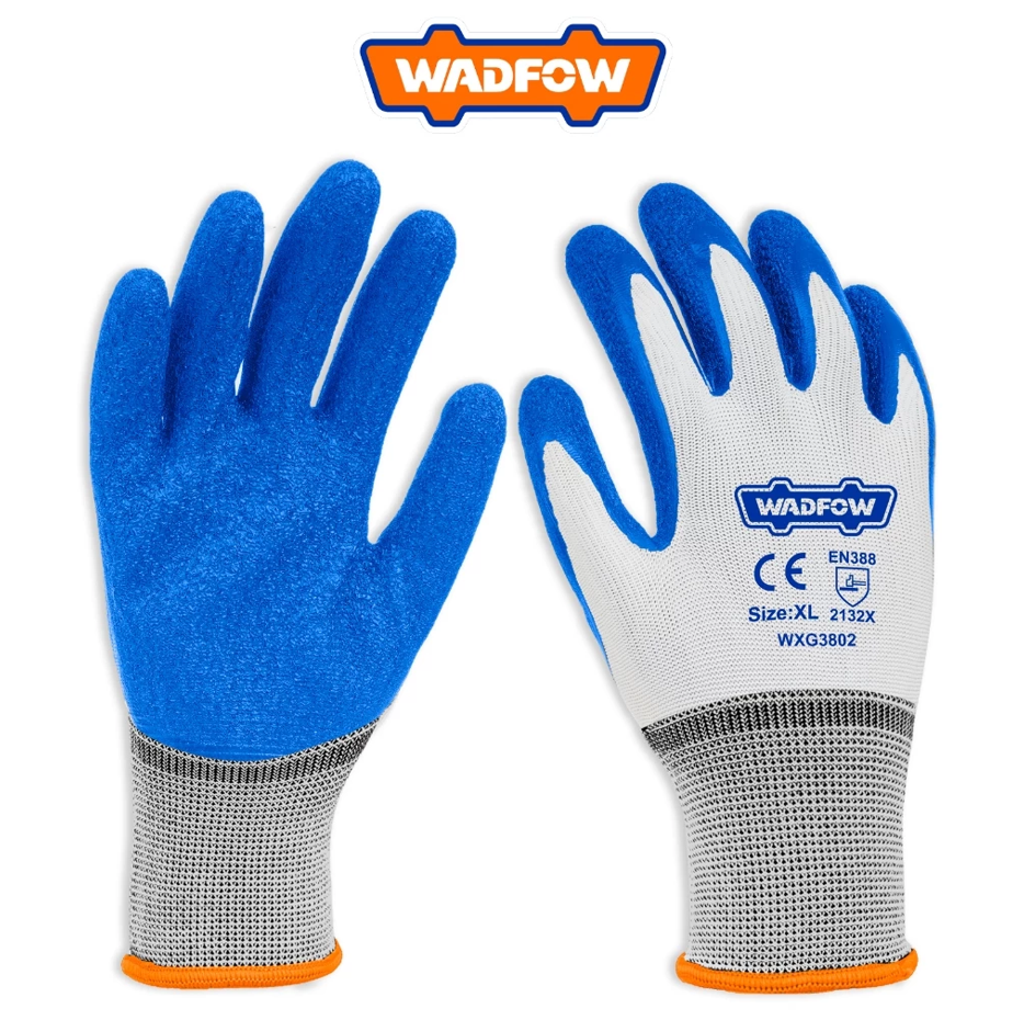 WADFOW LATEX GLOVES (XL) SEAMLESS COTTON & POLYESTER KNITTED SHELL - (WXG3802)
