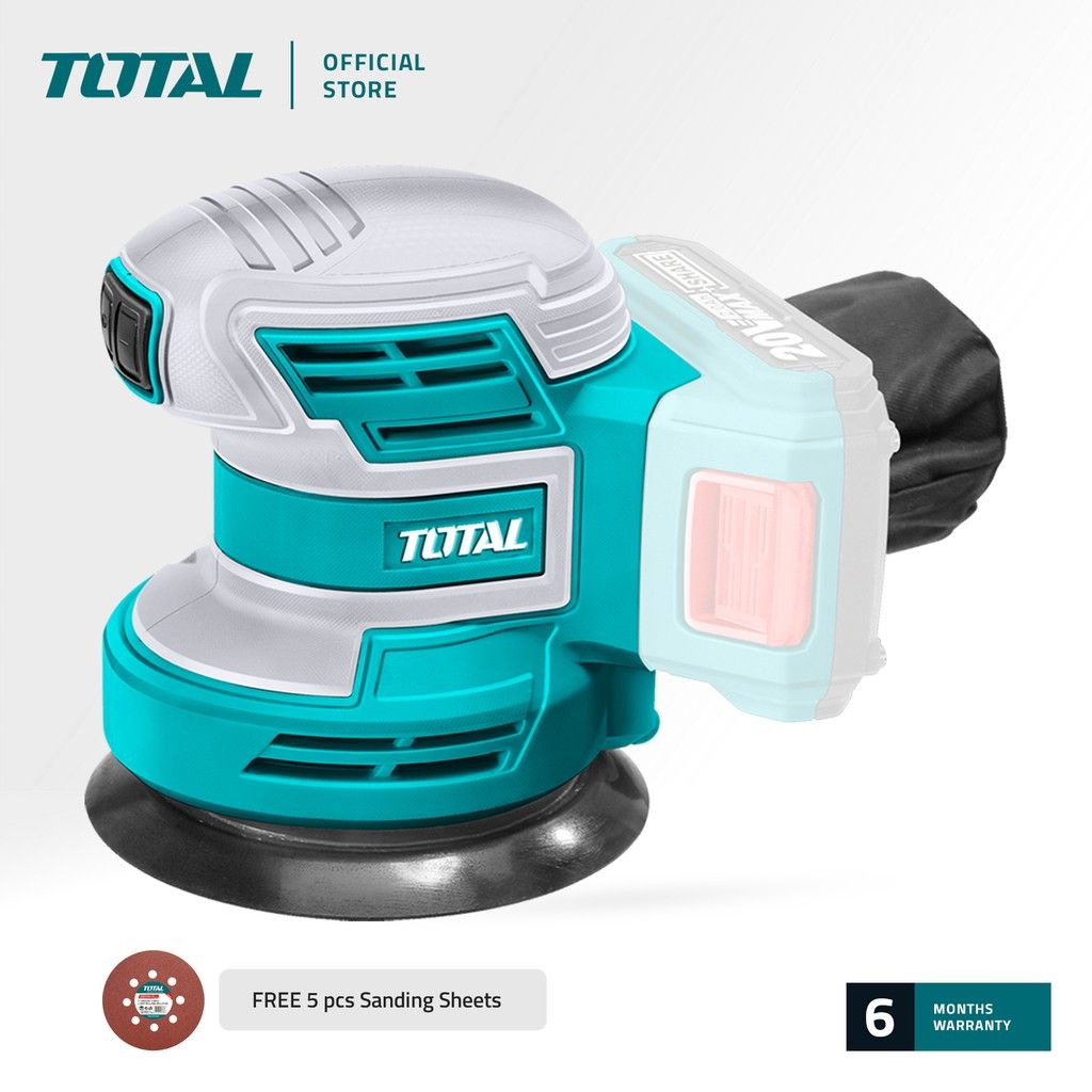 TOTAL TROSLI2001 LI-ION RANDOM ORBIT SANDER (FREE 5 PCS SANDING PAPERS.)