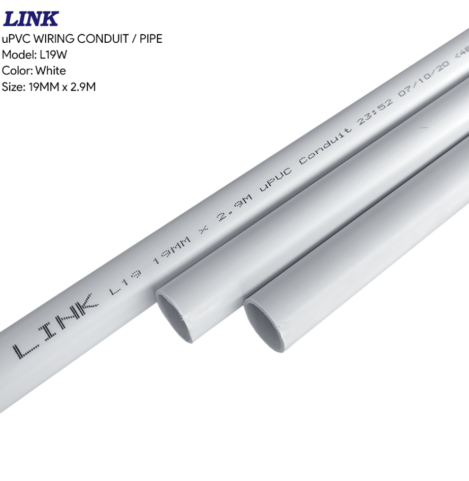 LINK - WHITE UPVC WIRING CONDUIT PIPE 19MM * 2.9M (L19W)