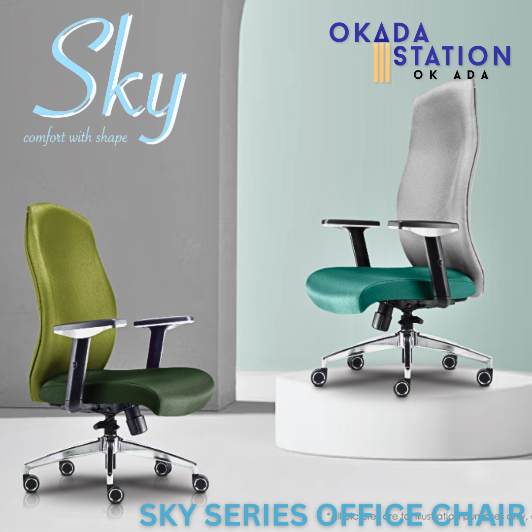 CLASSIC CHAIR SKY FABRIC ERGONOMIC OFFICE CHAIR WITH CHROME LEG -ALL SIZE / CLASSIC CHAIR / OFFICE CHAIR / ERGONOMIC EXECUTIVE CHAIR / FABRIC OFFICE CHAIR / EXECUTIVE OFFICE CHAIR / ERGONOMIC OFFICE CHAIR / CHROME SERIES / FABRIC CHAIR / CHAIR / SKY