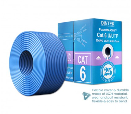 DINTEK POWERMAX500 CAT.6 U/UTP 23AWG LSZH SOLID CABLE 305M BOX
