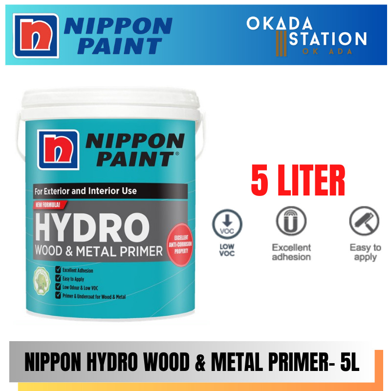 Nippon Paint / 5L / 5 Liter / Wood & Metal Primer Paint / Hydro Wood & Metal Primer / Water Based / Cat Primer Kayu & Logam / Cat Primer / Cat Air / Cat