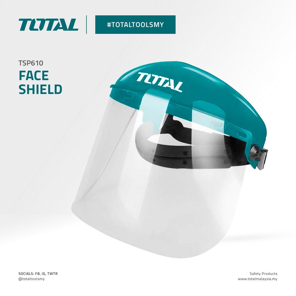 TOTAL FACE SHIELD VISOR MADE FROM ABS CAP & CLEAR ACRYLIC VISOR (390MM X 200MM X 1MM) TSP610
