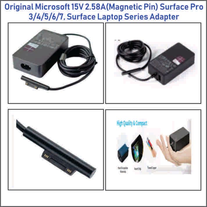 Original Microsoft 15V 2.58A(Magnetic Pin) Surface Pro 3/4/5/6/7, Surface Laptop Series Adapter Microsoft 15V 2.58A(Magnetic Pin) Surface Pro 3/4/5/6/7, Surface Laptop Series Adapter