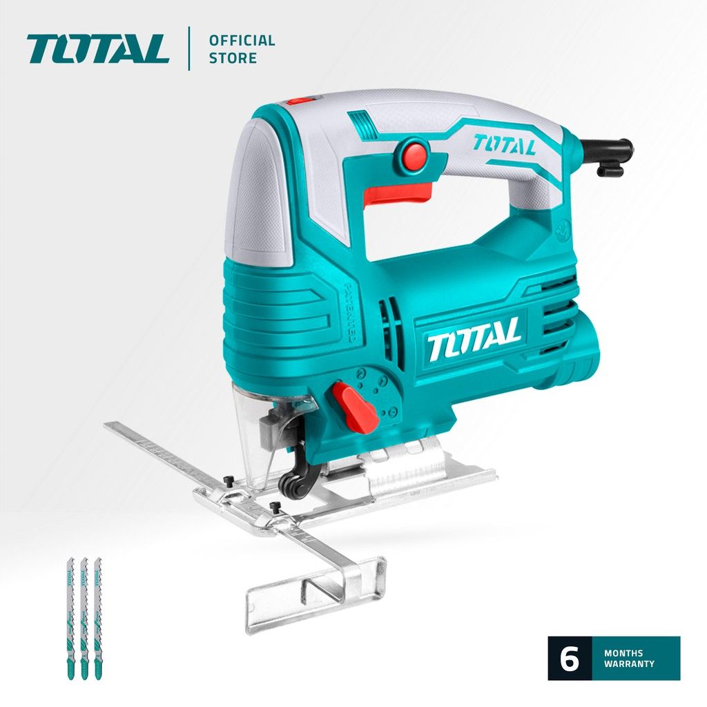 TOTAL TS206656 JIG SAW (THIS JIG SAW HAS 4-STAGE PENDULUM ACTION (0-1-2-3) AND IS ABLE TO CUT A BEVEL UP TO 45 DEGREE. VARIABLE SPEED CONTROL. FREE 3 PCS JIG SAW BLADE. FREE 1 SET CARBON BRUSHES.)