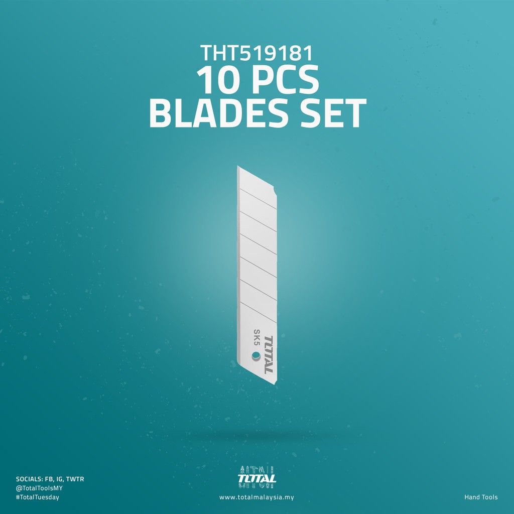 TOTAL BLADES SET SK5 CARBON STEEL (100MM X 18MM/10 PCS) THT519181