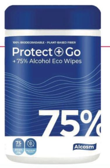 Alcosm 75% Alcohol Eco Wipes 75 sheets Bottle Type